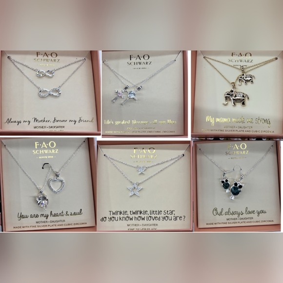 FAO Schwarz Silver Mother-Daughter Necklace Set - Picture 11 of 11